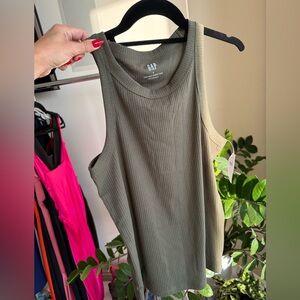 GAP Women's Olive Ribbed Tank Top